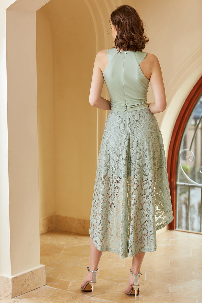 Load image into Gallery viewer, High Low Mint Formal Dress with Lace