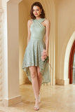 High Low Mint Formal Dress with Lace