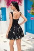 Load image into Gallery viewer, Cute A Line Off the Shoulder Black Corset Short Formal Dress with Embroidery