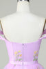 Load image into Gallery viewer, Cute A Line Sweetheart Purple Short Formal Dress with Embroidery