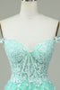 Load image into Gallery viewer, Cute A Line Spaghetti Straps Mint Short Formal Dress with Appliques