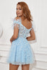 Load image into Gallery viewer, Blue Off Shoulder Short Formal Dress with Feathers