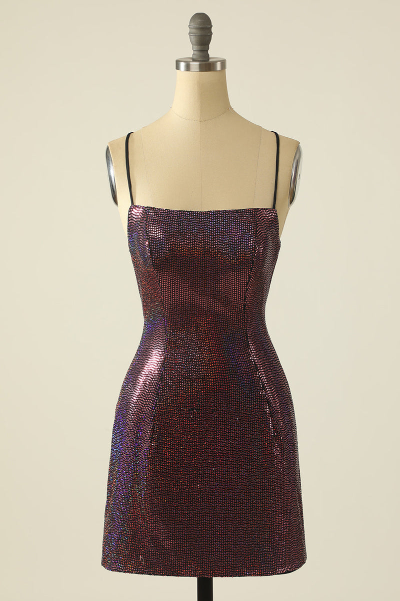 Load image into Gallery viewer, Fuchsia Sequin Short Formal Dress