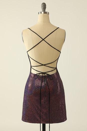 Fuchsia Sequin Short Formal Dress
