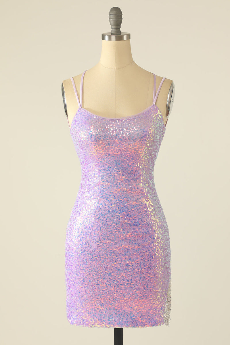 Load image into Gallery viewer, Blue Sequins Tight Short Formal Dress