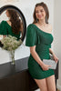 Load image into Gallery viewer, Green One Shoulder Glitter Short Formal Dress