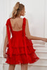 Load image into Gallery viewer, Red Tiered Short Formal Dress With Bows