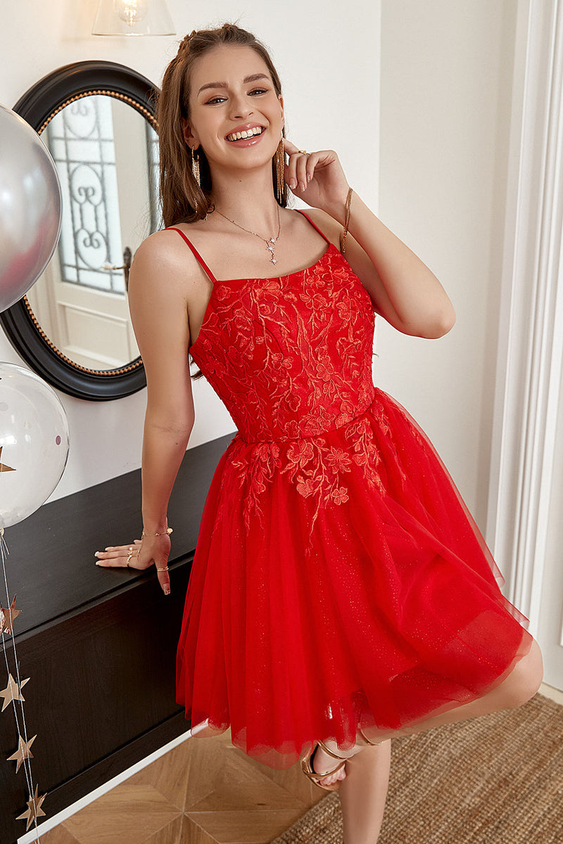 Load image into Gallery viewer, Red A-Line Short Formal Dress with Appliques