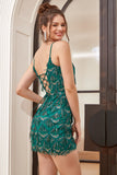 Sequin Fringes Green Short Formal Dress