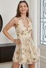Load image into Gallery viewer, Champagne Halter Sequin Short Formal Dress
