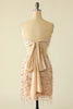 Load image into Gallery viewer, Two Piece Sequins Strapless Pink Short Formal Dress