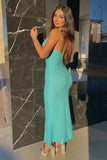 Sheath Blue Spaghetti Straps Mermaid Wedding Guest Dress