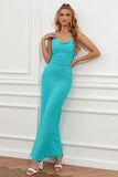 Blue Spaghetti Straps Mermaid Wedding Guest Dress