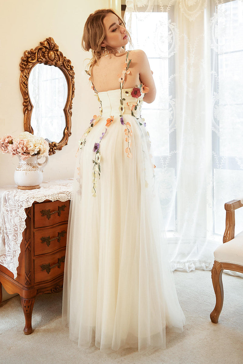 Load image into Gallery viewer, Elegant A Line Champagne Plus Size Formal Dress with Appliques