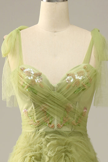 Light Green A-Line Formal Dress With Embroidery