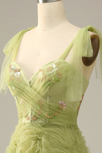 Light Green A-Line Formal Dress With Embroidery