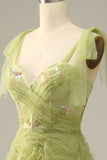 Light Green A-Line Formal Dress With Embroidery