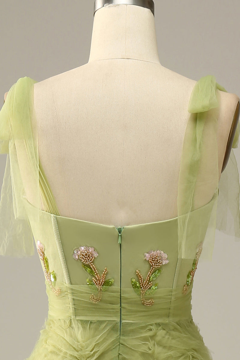 Load image into Gallery viewer, Light Green A-Line Formal Dress With Embroidery