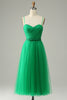 Load image into Gallery viewer, Green Tulle A-Line Midi Formal Dress with Ruffles