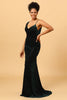 Load image into Gallery viewer, Mermaid V Neck Green Velvet Long Formal Dress