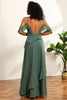 Load image into Gallery viewer, Eucalyptus Spaghetti Straps Long Bridesmaid Dress with Ruffles