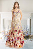 Load image into Gallery viewer, A Line Spaghetti Straps Champagne Long Formal Dress with Appliques