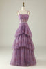 Load image into Gallery viewer, Purple Printed A Line Corset Formal Dress