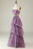 Load image into Gallery viewer, Purple Printed A Line Corset Formal Dress