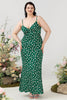 Load image into Gallery viewer, Green Floral Print Summer Plus Size Bridesmaid Dress