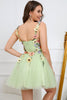Load image into Gallery viewer, A Line Spaghetti Straps Green Short Formal Dress with Appliques