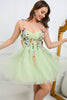 Load image into Gallery viewer, A Line Spaghetti Straps Green Short Formal Dress with Appliques