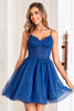 Load image into Gallery viewer, Navy Corset A-Line Tulle Short Formal Dress