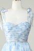 Load image into Gallery viewer, Blue A Line Spaghetti Straps Short Formal Dress