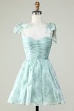 Blue A Line Spaghetti Straps Short Formal Dress