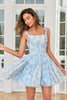 Load image into Gallery viewer, Cute A Line Blue Printed Short Formal Dress