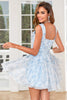 Load image into Gallery viewer, A Line Cute Blush Printed Short Formal Dress with Ruffles