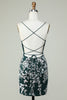 Load image into Gallery viewer, Dark Green Spaghetti Straps Bodycon Short Formal Dress With Appliques