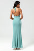 Load image into Gallery viewer, Mermaid Halter Green Long Bridesmaid Dress with V-neck