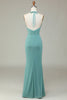 Load image into Gallery viewer, Mermaid Halter Sea Glass Bridesmaid Dress