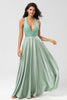 Load image into Gallery viewer, A Line V-Neck Matcha Long Bridesmaid Dress with Beading