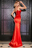 Load image into Gallery viewer, Stunning Mermaid Spaghetti Straps Red Corset Formal Dress with Beading Slit