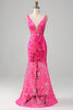 Load image into Gallery viewer, Fuchsia Mermaid Formal Dress with Sequins