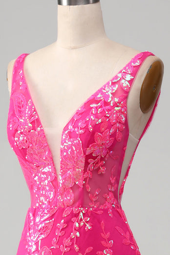 Fuchsia Mermaid Formal Dress with Sequins
