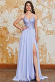 Gorgeous A Line Spaghetti Straps Lavender Long Formal Dress with Criss Cross Back