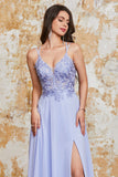 Gorgeous A Line Spaghetti Straps Lavender Long Formal Dress with Criss Cross Back