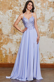 Gorgeous A Line Spaghetti Straps Lavender Long Formal Dress with Criss Cross Back