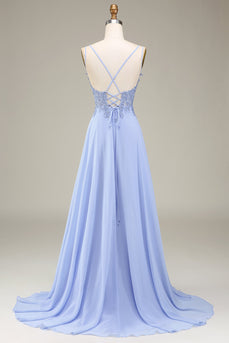 A-Line Lavender Long Formal Dress with Appliques
