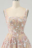 Load image into Gallery viewer, Luxurious A Line Square Neck Champagne Corset Formal Dress with Appliques