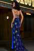 Load image into Gallery viewer, Royal Blue Mermaid Spaghetti Straps Sequins Long Formal Dress with Accessory