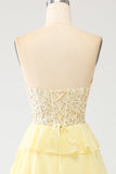 Yellow Sweetheart Tiered Formal Dress